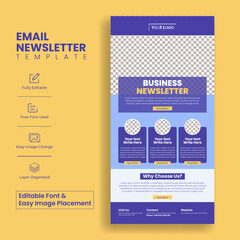 Editable corporate email newsletter template for business email marketing landing page, web page header template design - obrazy, fototapety, plakaty
