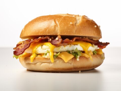 Indulge in Our Scrumptious Bacon, Egg and Cheese Bagel – A Feast for Breakfast Lovers! Generative AI
