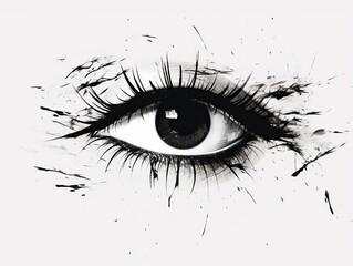 Unveiling Beauty: Captivating Contrast of a Single Black Eyelash on Pure White Background Generative AI