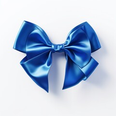 Exquisite Blue Bow Dominates a Pure White Background: Visual Harmony Personified! Generative AI