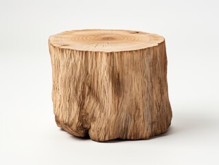 Exclusive Look: Rustic Tree Stump Table with Sophisticated White Back - A Unique Decor Piece! Generative AI