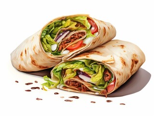 Indulge in a Delectable Meal: Exquisite Wrap, Crunchy Salad & Hearty Sandwich Generative AI
