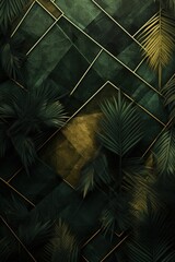 Urban Jungle Mystic Seer (Hunter Green, Gold, Black) Background Texture - Luxury Jungle Urban Backdrop - Black, Green, Golden Abstract Urban Jungle Wallpaper created with Generative AI Technology