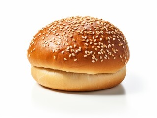 Experience the Temptation: The Perfect Sesame Bun on Pristine White – Discover How to Make Yours Today! Generative AI