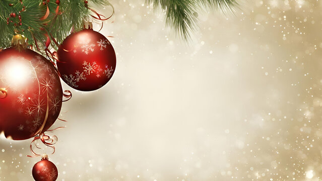 christmas background with red balls,  winter holidays, festival, celebration, dreamy decoredration background image