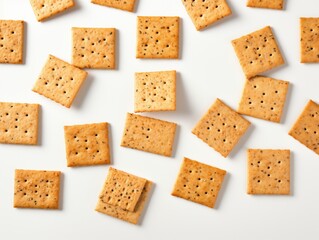 Explore the Delightful Crunch: Isolated Crackers on a Pristine White Background Generative AI