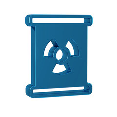 Blue Radioactive waste in barrel icon isolated on transparent background. Toxic refuse keg. Radioactive garbage emissions, environmental pollution.