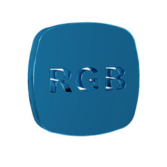 Blue Speech bubble with RGB and CMYK color mixing icon isolated on transparent background.