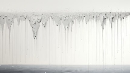 Stunning Captivation: Rain Drips Artfully on Pristine White Wall Generative AI