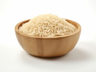 Discover the Timeless Elegance of White Rice in a Rustic Wooden Bowl - Pure Aesthetic in Every Grain! Generative AI