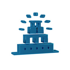 Fototapeta premium Blue Chichen Itza in Mayan icon isolated on transparent background. Ancient Mayan pyramid. Famous monument of Mexico.
