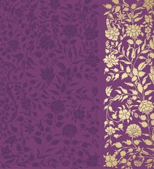 wedding card design, traditional paisley floral pattern , royal India	