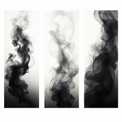 Triptych Elegance: 3 Unique Smoky Monochromatic Images Generative AI