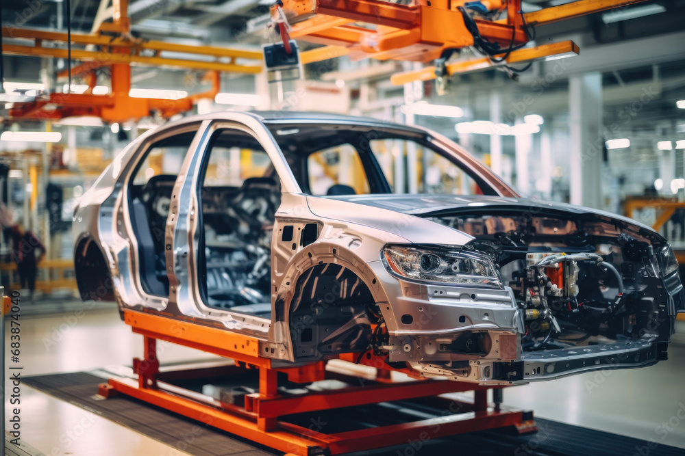 Aufkleber automated assembly line for robot manipulators for the production of high-tech electric vehicles run