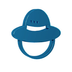 Blue Camping hat icon isolated on transparent background. Beach hat panama. Explorer travelers hat for hunting, hiking, tourism.