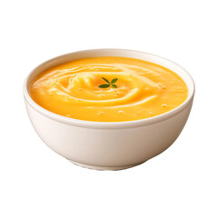 A Bowl of Creamy Butternut Squash Soup Isolated on a Transparent Background