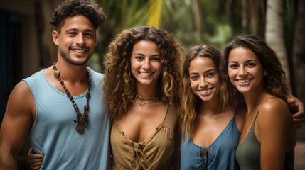 A group of young adults smiling and looking at the camera.