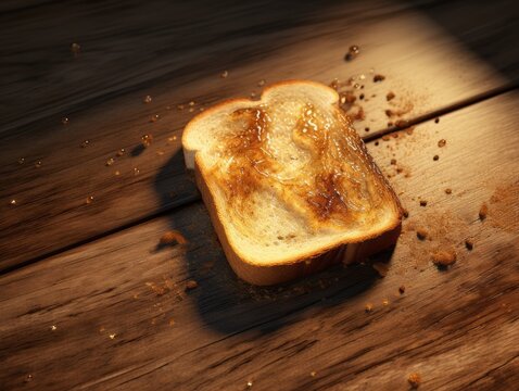Crunchy Artisan Toast on a Vintage Wooden Background - Download Royalty Free Image Now Generative AI