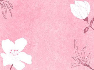 Fototapeta na wymiar flower with grunge pink background illustration space for text