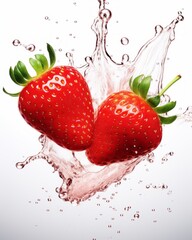 Strawberries Burst: Capturing the Exquisite Splash of Freshness! Generative AI