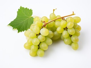 Unveiling the Pure Elegance: A Close-Up View of White Grapes on a Pristine White Background Generative AI