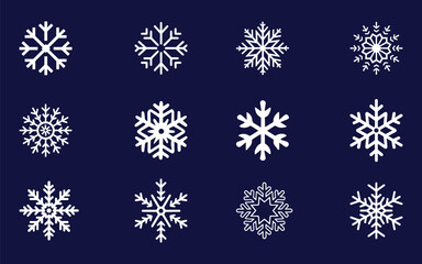 A stunning vector set of white snowflakes
