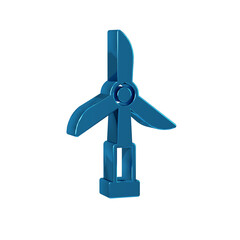 Naklejka na ściany i meble Blue Wind turbine icon isolated on transparent background. Wind generator sign. Windmill for electric power production.
