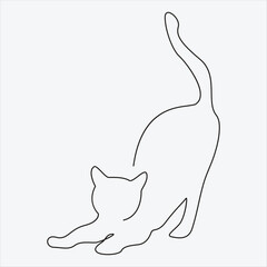 Continuous line hand drawing vector illustration cat art