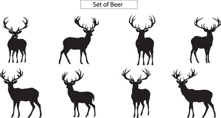 Naklejka premium set of deer silhouettes, Silhouettes of different Deer's and Elks