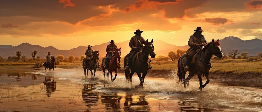 Cowboys in silhouettes.