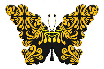 3D Beautiful butterfly vector design with aesthetic batik ethnic dayak line art pattern
