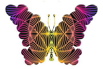 3D Beautiful butterfly vector design with aesthetic batik ethnic dayak line art pattern