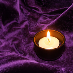 Obraz na płótnie Canvas Magical candles on dark deep background.Beautiful candles and aesthetics of magic and esotericism. Dark art,background,template with candles.