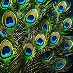 Obraz premium A Texture Of Blue And Green Peacock Feathers That Are Exotic And Beautiful 983687280 (1)