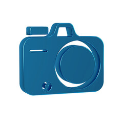 Blue Photo camera icon isolated on transparent background. Foto camera. Digital photography.
