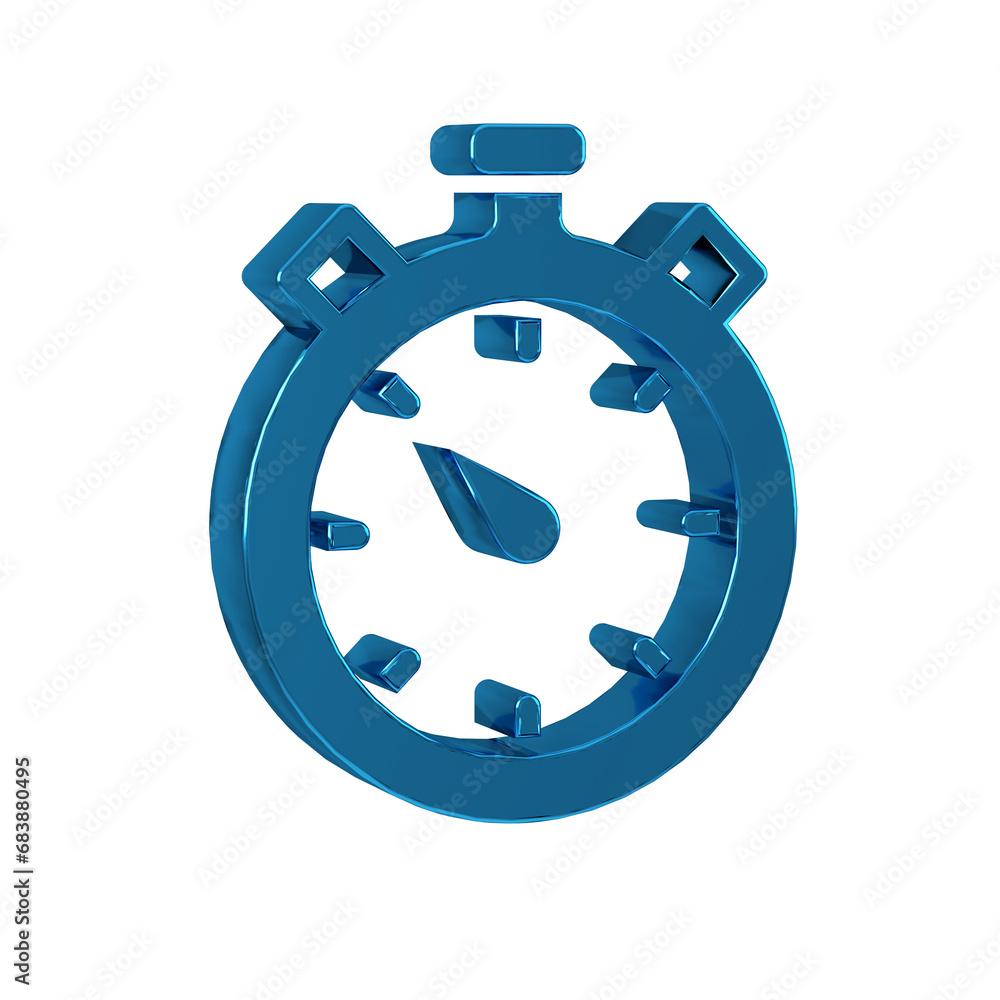 Poster blue stopwatch icon isolated on transparent background. time timer sign. chronometer sign.