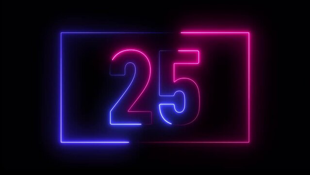 Glowing neon countdown timer 30 to 0 . 30 seconds timer clock