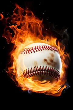 An eye-catching image of a baseball ball on fire