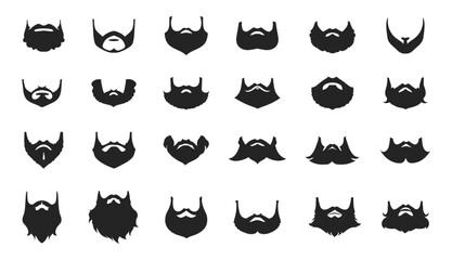 Beard Vector Set. Handsome Man Beard Vector Illustration. Hipster Men Style Big Collection on a Transparent Background. 
