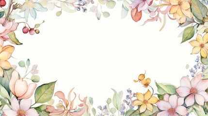 Fototapeta premium Watercolor drawing of a flower in a framed shape