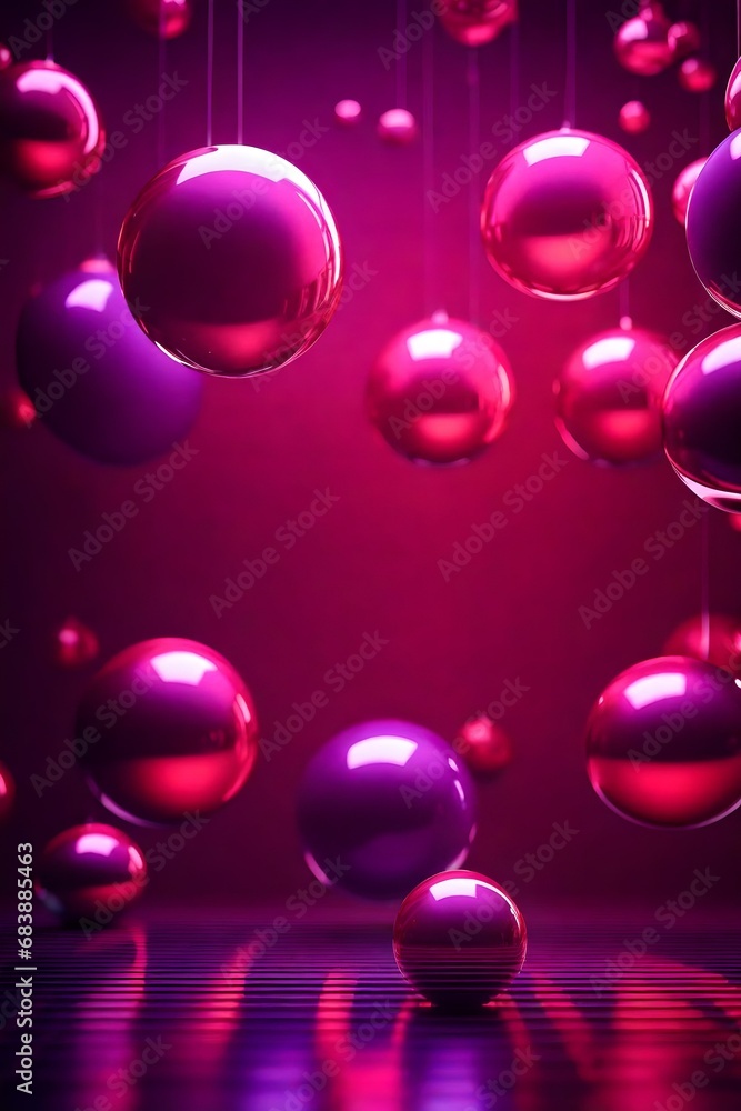 Poster a captivating 3d rendering featuring floating spheres in an empty space, creating a visually stunnin