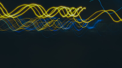 lines of colored light on a dark background 