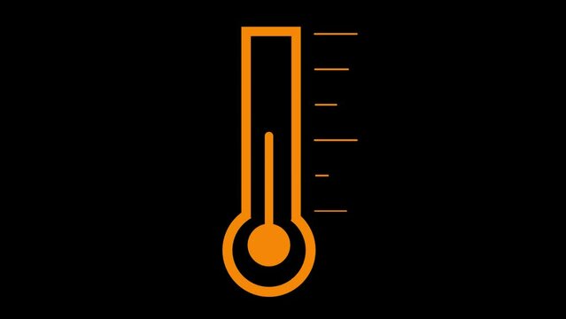 Thermometer Icon symbol animated to represent heating up isolated on white background.