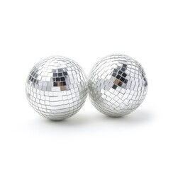 disco balls on white background with shadows