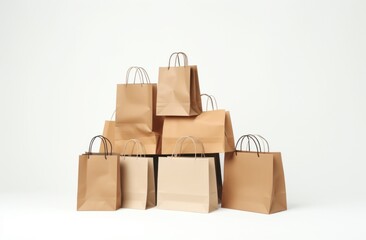 five shopping bags on a white background