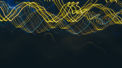 lines of colored light on a dark background 