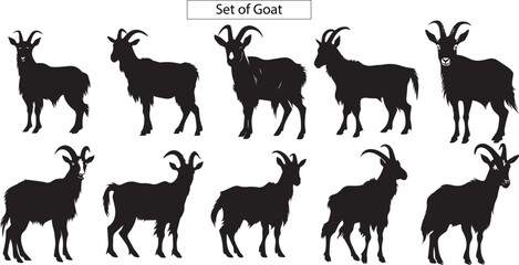 Goats Silhouettes Set, Set of goat silhouette