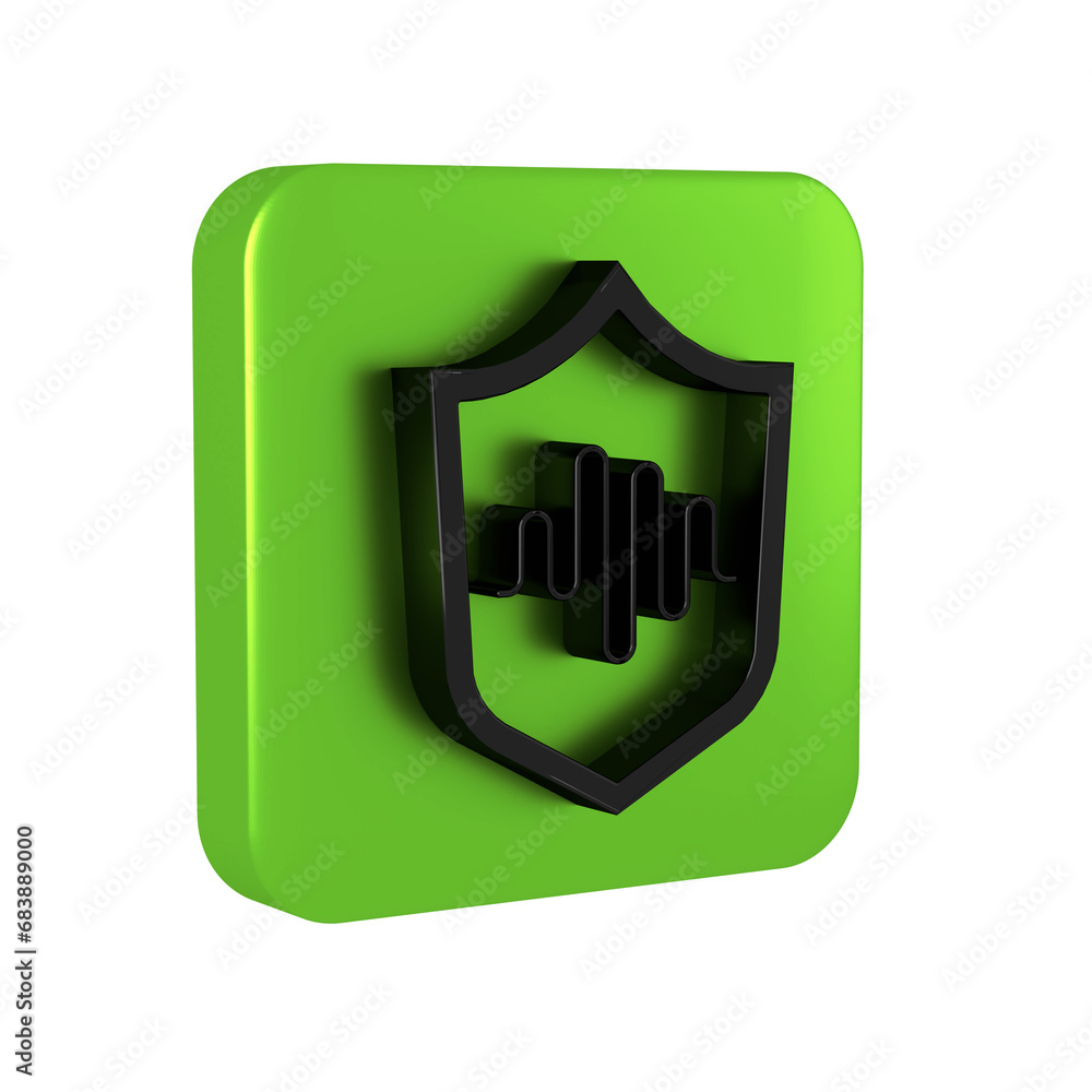 Poster black shield voice recognition icon isolated on transparent background. voice biometric access authe