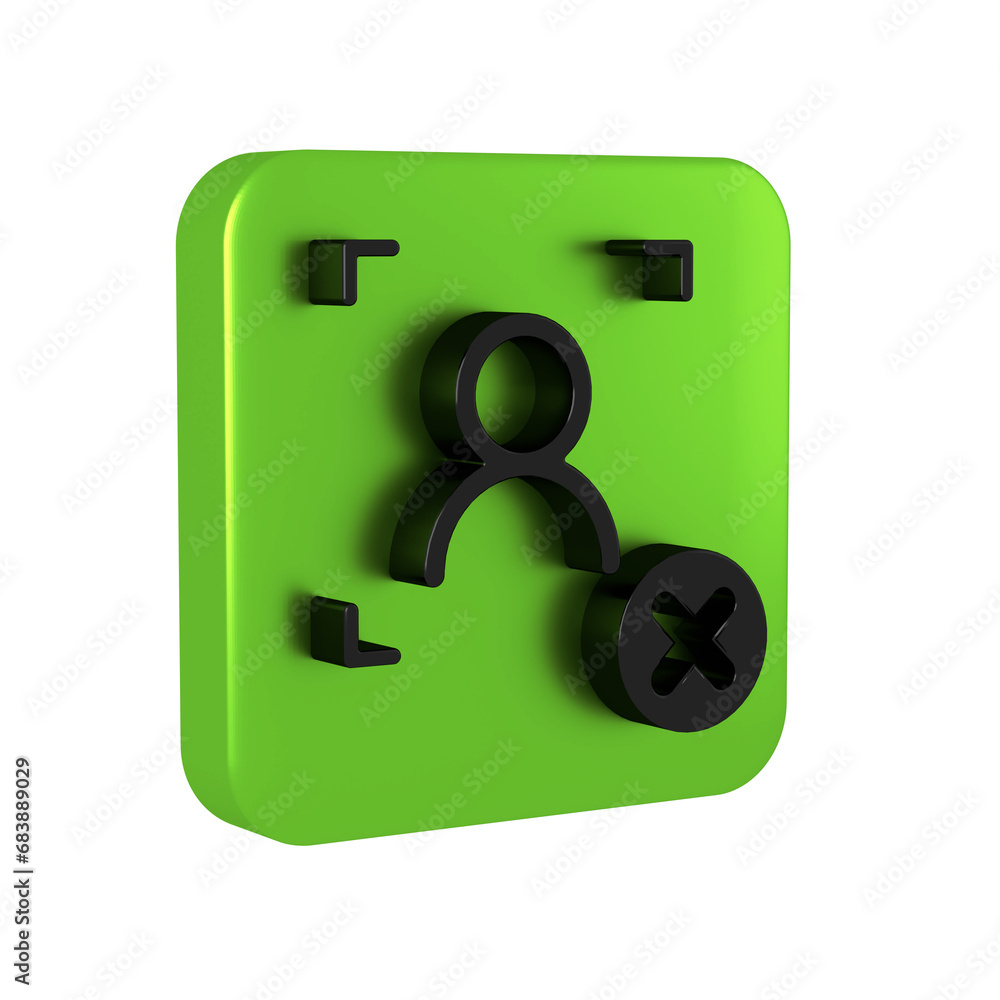Poster black rejection face recognition icon isolated on transparent background. face identification scanne