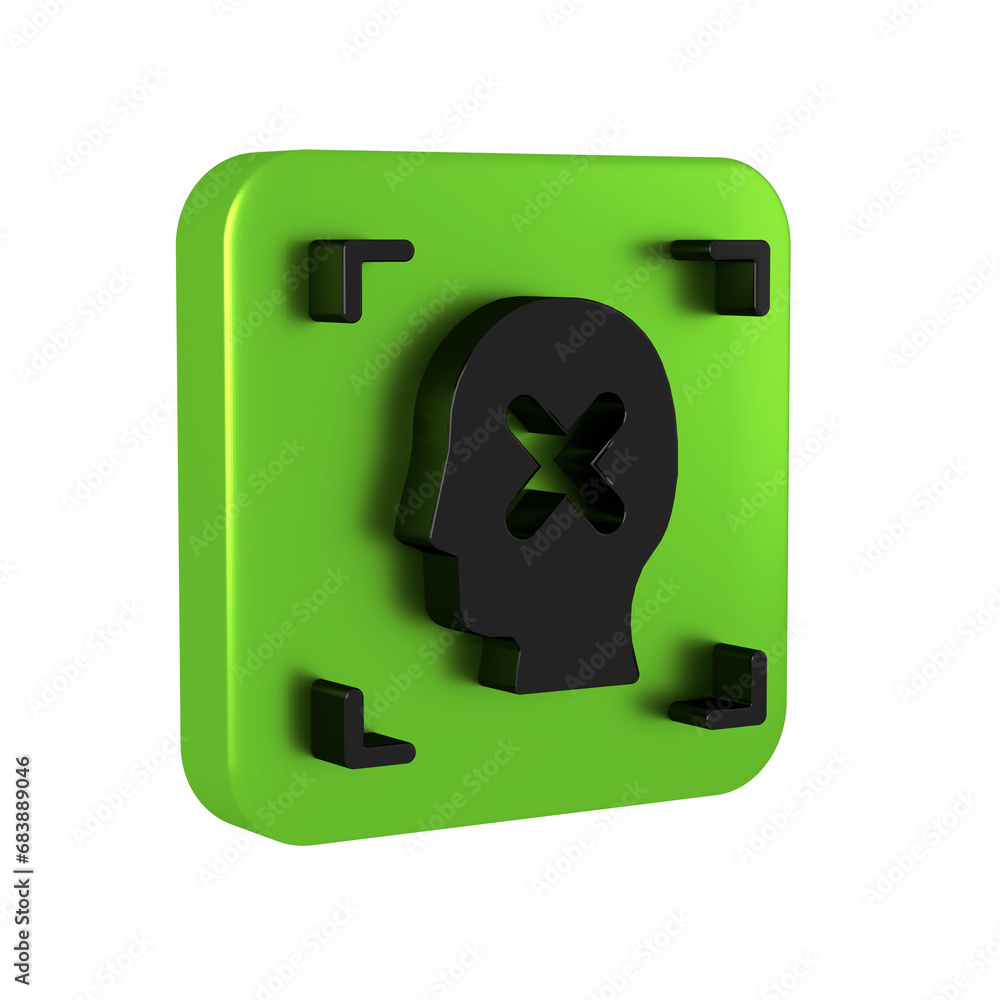 Poster black rejection face recognition icon isolated on transparent background. face identification scanne